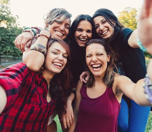 a group of friends posing together