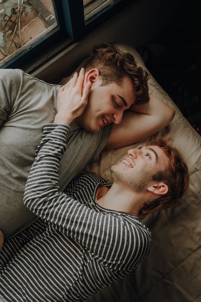 a portrait of a young gay couple