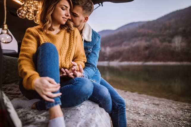 a couple on a date outdoors