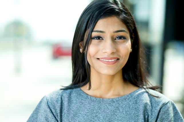 a portrait of an asian woman indoors