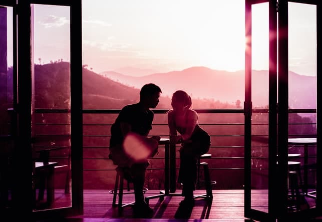 a couple having a beautiful date on a beautiful background