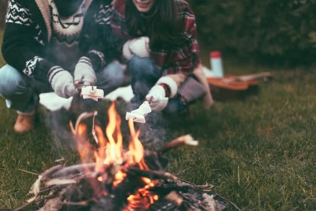 sweet couple camping together